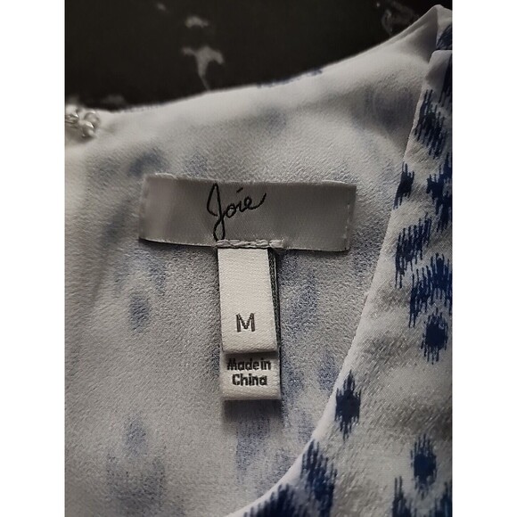 Joie Sleeveless Silk Blouse Size M White Blue - Picture 8 of 9